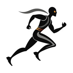 Running man silhouette vector illustration for sports fitness and athletic competition design concept isolated on transparent background