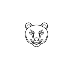 Stylized bear face illustration with intricate linework, suitable for logo design or artistic projects