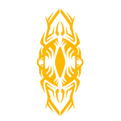 Abstract yellow design featuring intricate patterns and shapes on a white background