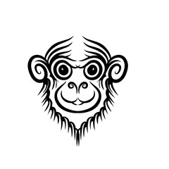 Cartoon monkey illustration with expressive eyes and curly fur, set against a plain white background