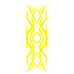 Abstract yellow design featuring symmetrical shapes with a modern aesthetic on a white background
