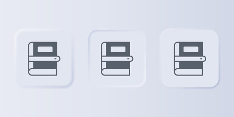 Grey Book icon isolated on grey background. Set icons in square buttons. Vector