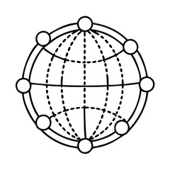 connected globe icon, connected globe line art - simple line art of connected globe, perfect for connected globe logos and icons