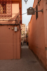 Narrow street in the centre of marakech maroc