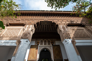 Beatiful walls of the bahia palace in marakech marocco