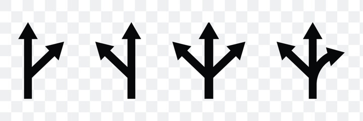 way direction arrow sign. three arrow, way sign, road direction icon vector. three-way direction arrow sign.