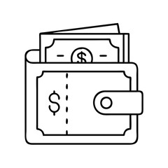 currency wallet icon, currency wallet line art - simple line art of currency wallet, perfect for currency wallet logos and icons