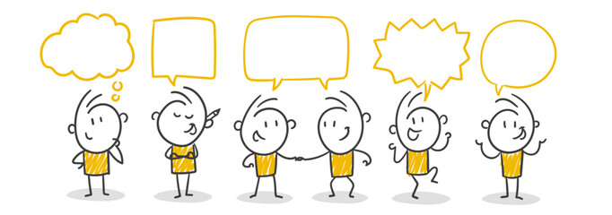 Strichfiguren / Strichmännchen / Stick Figures: Sprechblasen, Gespräch, Comic. (Nr. 842)