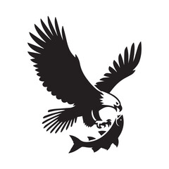 Soaring Eagle with Open Wings in Aggressive Posture