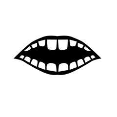 Abstract illustration of an open mouth showcasing teeth, emphasizing expression and communication
