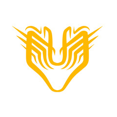 Fototapeta premium Abstract yellow hands symbolizing care and support, set against a clean white background