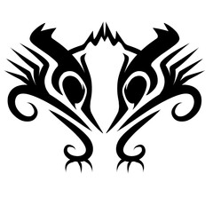 Intricate black and white tribal design featuring a stylized frog with organic elements