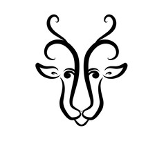 Artistic representation of a stylized animal face with elegant curves and features on a plain background
