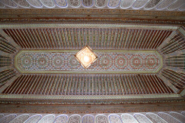 Beatiful ceiling of the bahia palace in marakech marocco