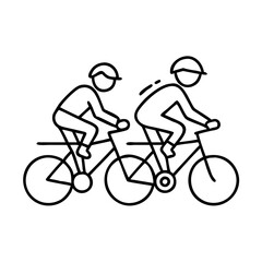 Obraz premium cyclist drafting behind another icon, cyclist drafting behind another line art - simple line art of cyclist drafting behind another, perfect for cyclist drafting behind another logos and icons