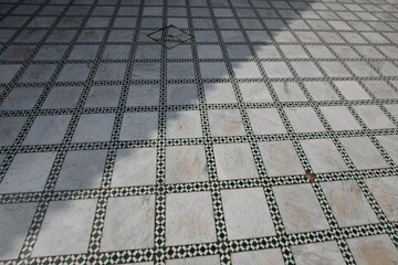 Beatiful marble floor of the bahia palace in marakech marocco