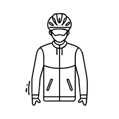 cyclist in windbreaker jacket icon, cyclist in windbreaker jacket line art - simple line art of cyclist in windbreaker jacket, perfect for cyclist in windbreaker jacket logos and icons
