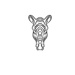 Stylized illustration of a zebra's head with intricate line patterns against a plain background