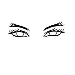 Artistic illustration of expressive human eyes with detailed eyelashes on a plain background