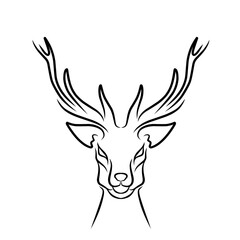 Naklejka premium Elegant deer silhouette with majestic antlers against a minimalist background, perfect for artistic designs