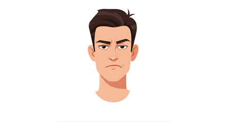 A Cartoon Male Portrait with a Frowning Expression
