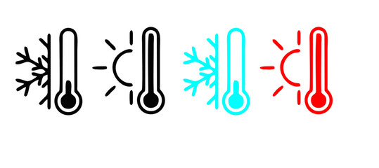 Weather Sign. Temperature icon set. Temperature Scale Symbol. Warm cold Symbol