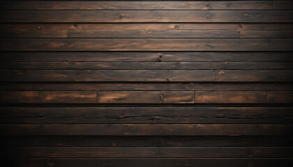 Fototapeta premium Rustic dark brown wooden planks background for a textured, natural surface.