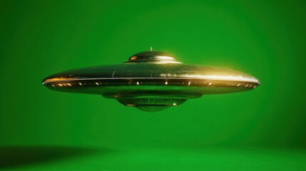 Ufo hovering on green screen background