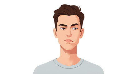 Fototapeta premium A Young Mans Neutral Expression in a Light Gray TShirt