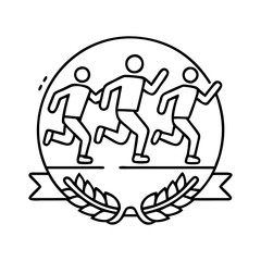 running club logo icon, running club logo line art - simple line art of running club logo, perfect for running club logo logos and icons