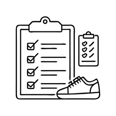 running gear checklist icon, running gear checklist line art - simple line art of running gear checklist, perfect for running gear checklist logos and icons