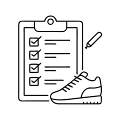 running gear checklist icon, running gear checklist line art - simple line art of running gear checklist, perfect for running gear checklist logos and icons