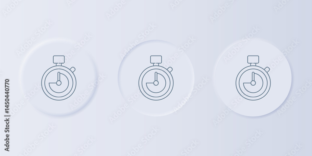 Poster grey stopwatch icon isolated on grey background. time timer sign. chronometer sign. set icons in squ