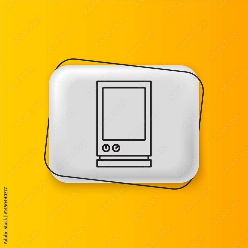 Poster black voice assistant icon isolated on yellow background. voice control user interface smart speaker