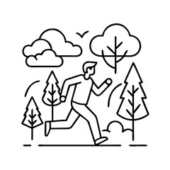 running in the forest icon, running in the forest line art - simple line art of running in the forest, perfect for running in the forest logos and icons