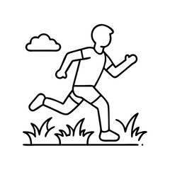 running on grass icon, running on grass line art - simple line art of running on grass, perfect for running on grass logos and icons