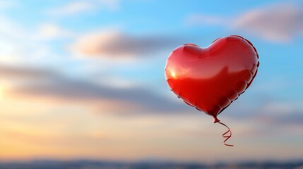 Fototapeta premium Red Heart Balloon in Sky