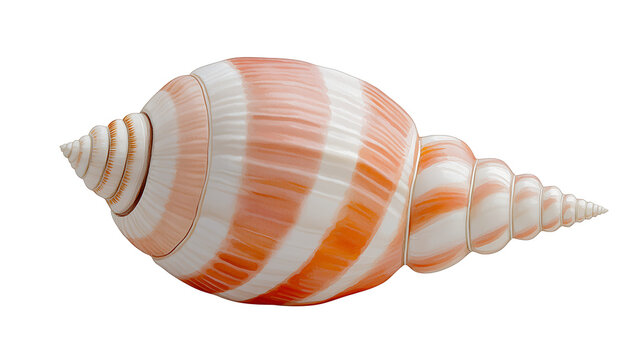 Watercolor nautilus seashell illustration, hand painted striped ocean shell clipart, marine mollusk isolated on white