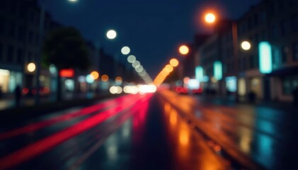 Abstract late-night city lights, blurred motion trails , design, element, abstract