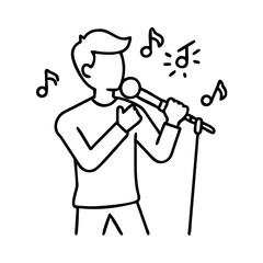 singer with mic icon, singer with mic line art - simple line art of singer with mic, perfect for singer with mic logos and icons