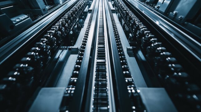 Parallel metallic chains industrial machine conveyor system