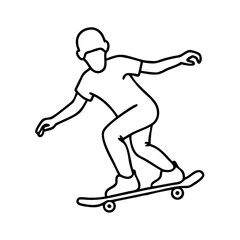 skateboarder silhouette icon, skateboarder silhouette line art - simple line art of skateboarder silhouette, perfect for skateboarder silhouette logos and icons