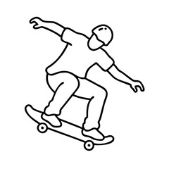 skateboarder silhouette icon, skateboarder silhouette line art - simple line art of skateboarder silhouette, perfect for skateboarder silhouette logos and icons