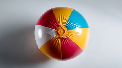 Obraz premium Colorful beach ball isolated on white background inflatable toy cutout for summer pool accessory studio shot