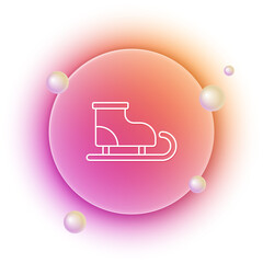 White Figure skates icon isolated on white background. Ice skate shoes icon. Sport boots with blades. Orange and pink gradient circle background. Vector