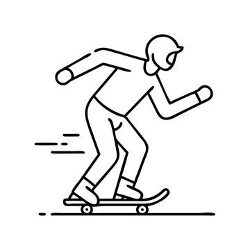 black line skater riding skateboard clip art preview