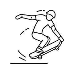 skater in mid air icon, skater in mid air line art - simple line art of skater in mid air, perfect for skater in mid air logos and icons