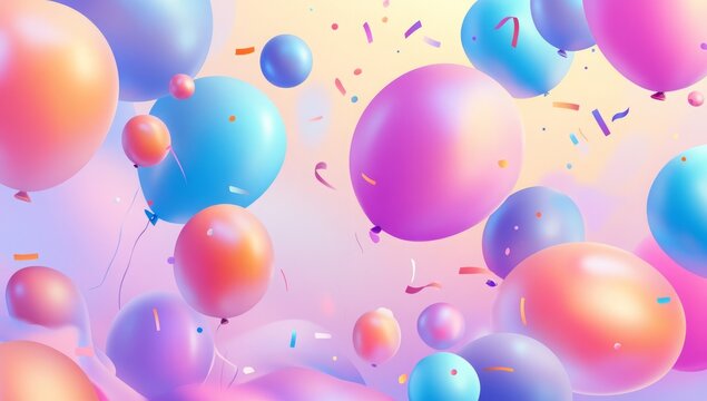 Colorful balloons floating in the air create a festive and joyful celebration