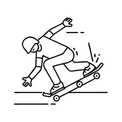 skater landing a trick icon, skater landing a trick line art - simple line art of skater landing a trick, perfect for skater landing a trick logos and icons