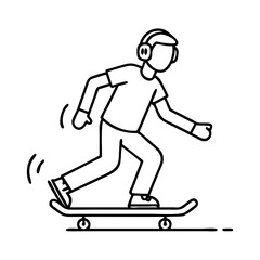 Fototapeta premium skater with headphones icon, skater with headphones line art - simple line art of skater with headphones, perfect for skater with headphones logos and icons